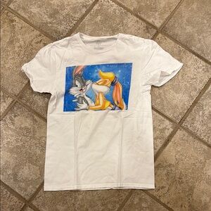 White T-Shirt with Cartoon Print